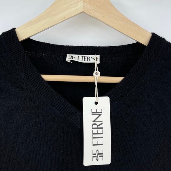 ÉTERNE | NWT Clive Relaxed Cashmere V-Neck Sweater in Black XS/S - Picture 5 of 12